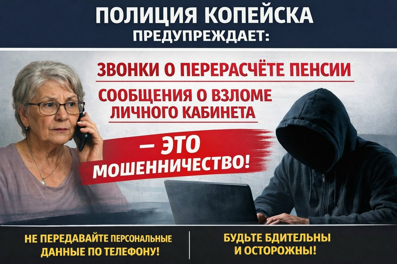 Полиция Копейска предупреждает: звонки о перерасчете пенсии и сообщения о взломе личного кабинета — это мошенничество