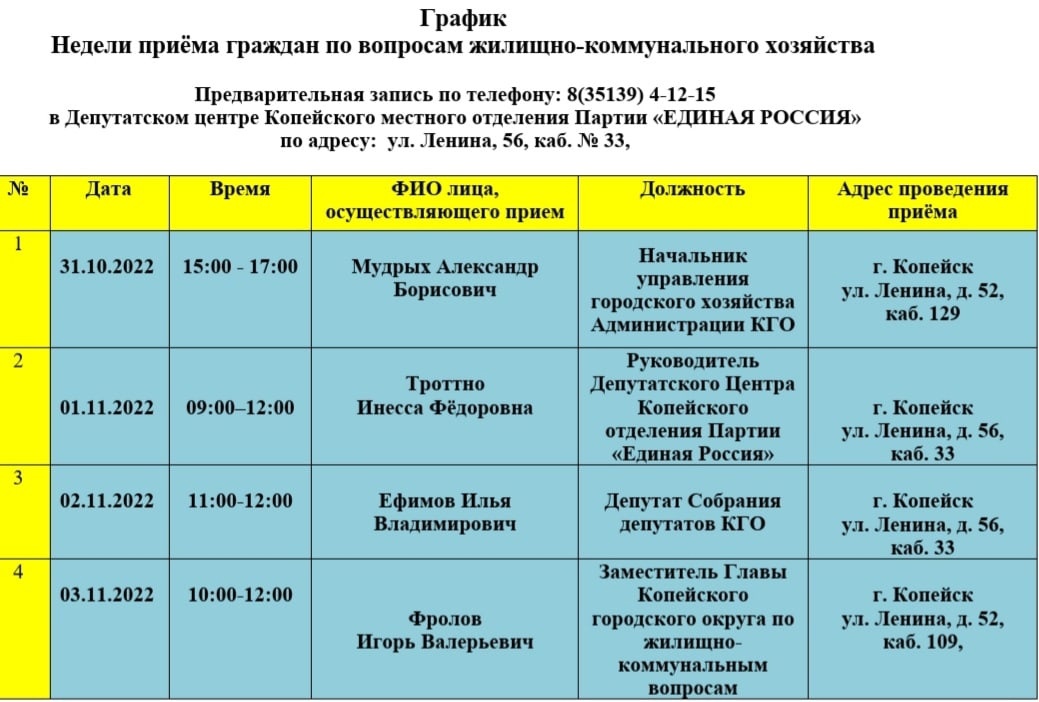 В Копейске пройдет неделя приемов граждан по вопросам ЖКХ