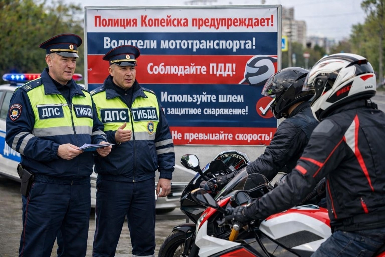 Сотрудники полиции Копейска призывают водителей мототранспортных средств быть внимательными на дорогах