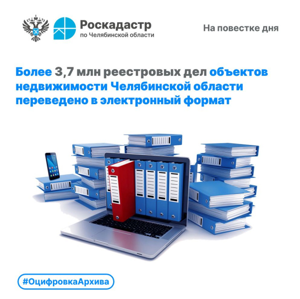 Более 3,7 млн реестровых дел объектов недвижимости Челябинской области переведено в электронный формат